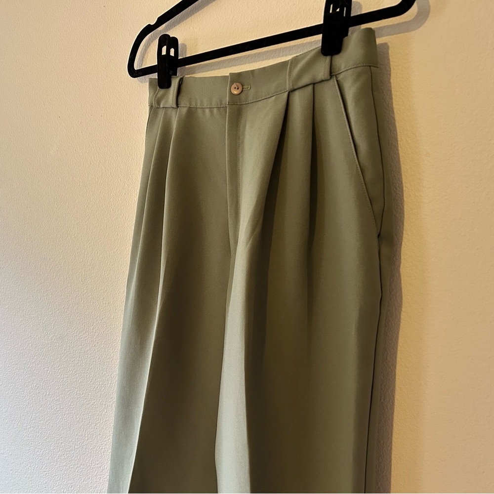 Vintage Olive Green Tapered Dress Pants